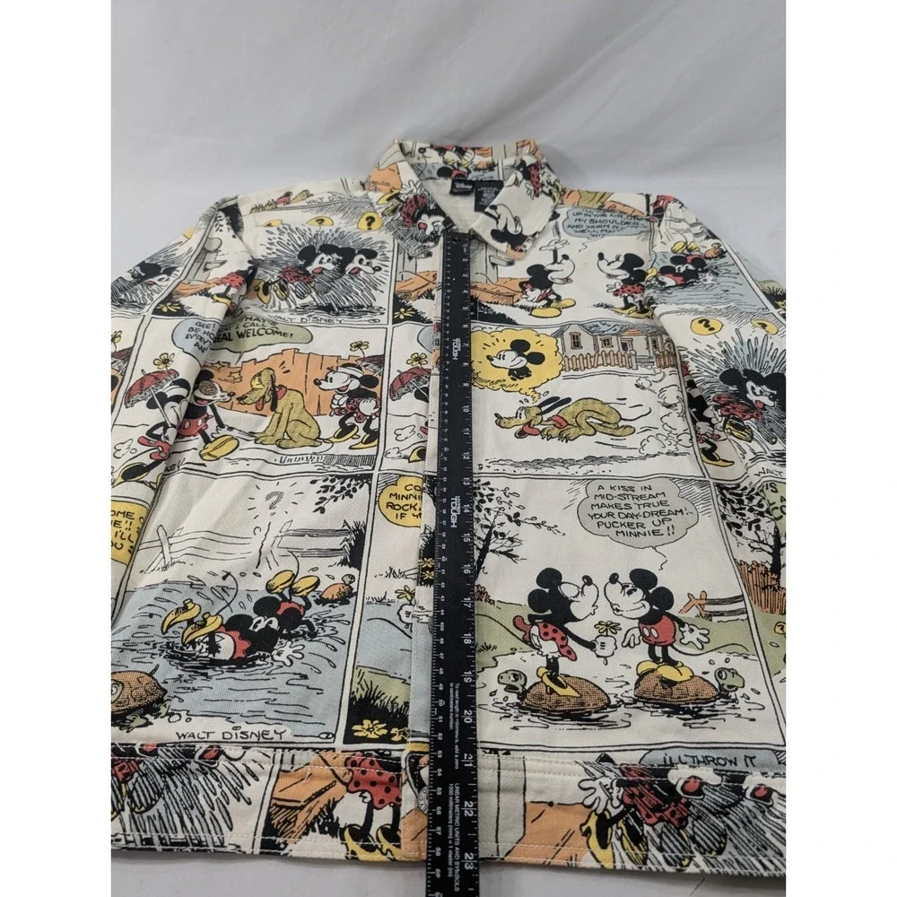 Disney Our Universe All Over Print Comic Mickey Minnie Mouse Denim Jacket Large